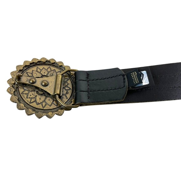 Vtg Roberto Cavalli Ittierre Italian Dark Brown Leather Belt w Rhinestone Buckle - Picture 4 of 11